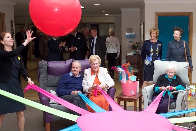 Among the activities for residents of Griffiths House is an indoor ball game. Similar activities encourage the residents to be physically active, and to maintain or improve their physical coordination.